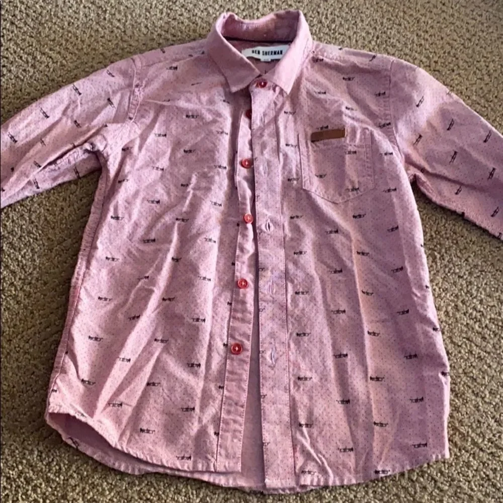Ben Sherman Pink Button Down with Black Trumpets